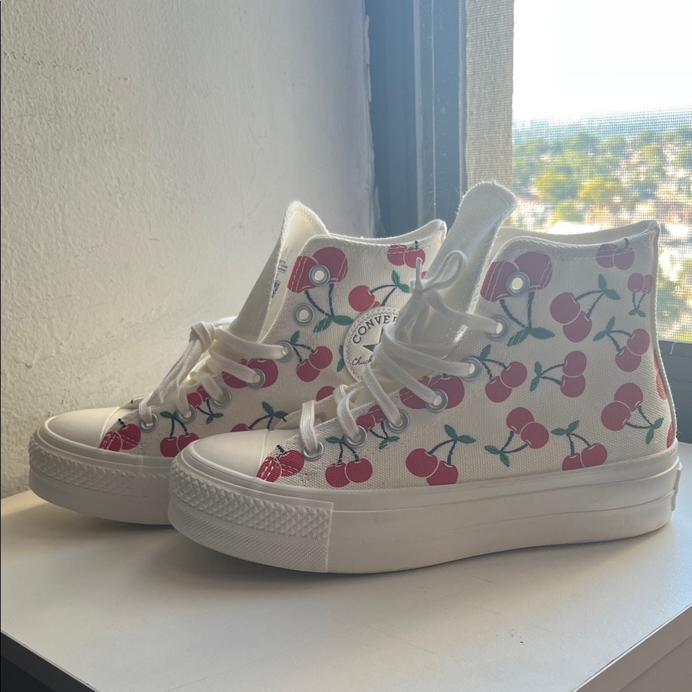 Converse Women's White and Red Cherry Sneakers
